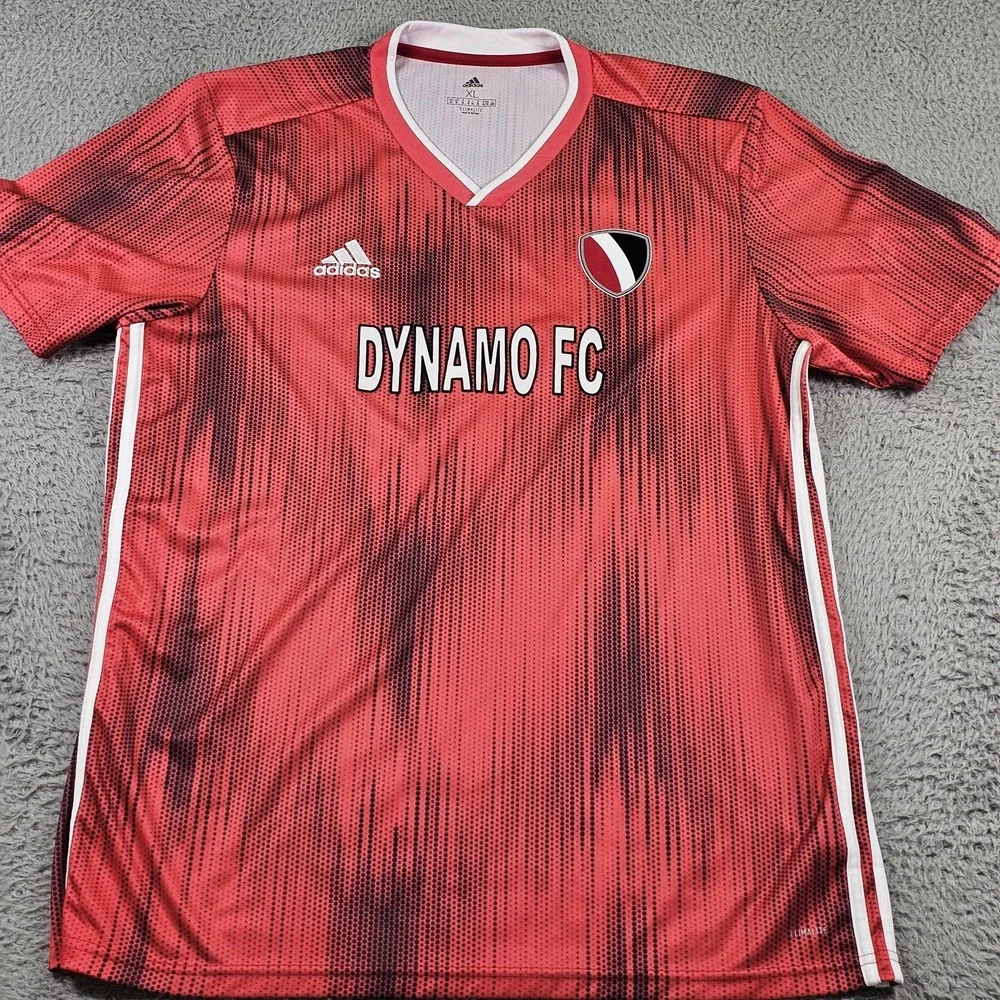 Dynamo FC Soccer Jersey‎ Mens XL Red Adidas Climalite 10 Short Sleeve Top